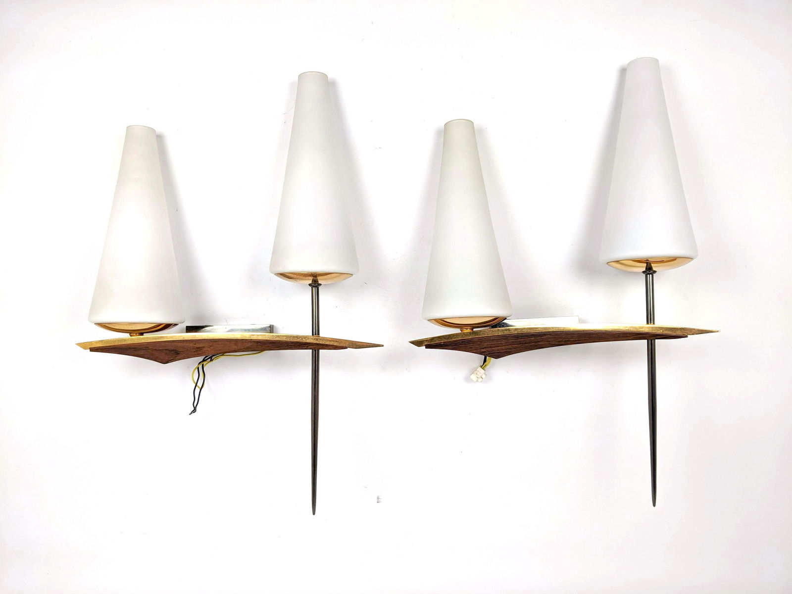 Pr LUNEL France Wall Sconces.  Decorator Double Shade W (1 of 14)