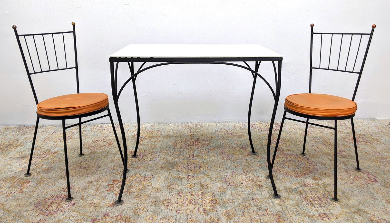 Mid Century Modern Iron Dinette Dining Set. White glass (1 of 18)