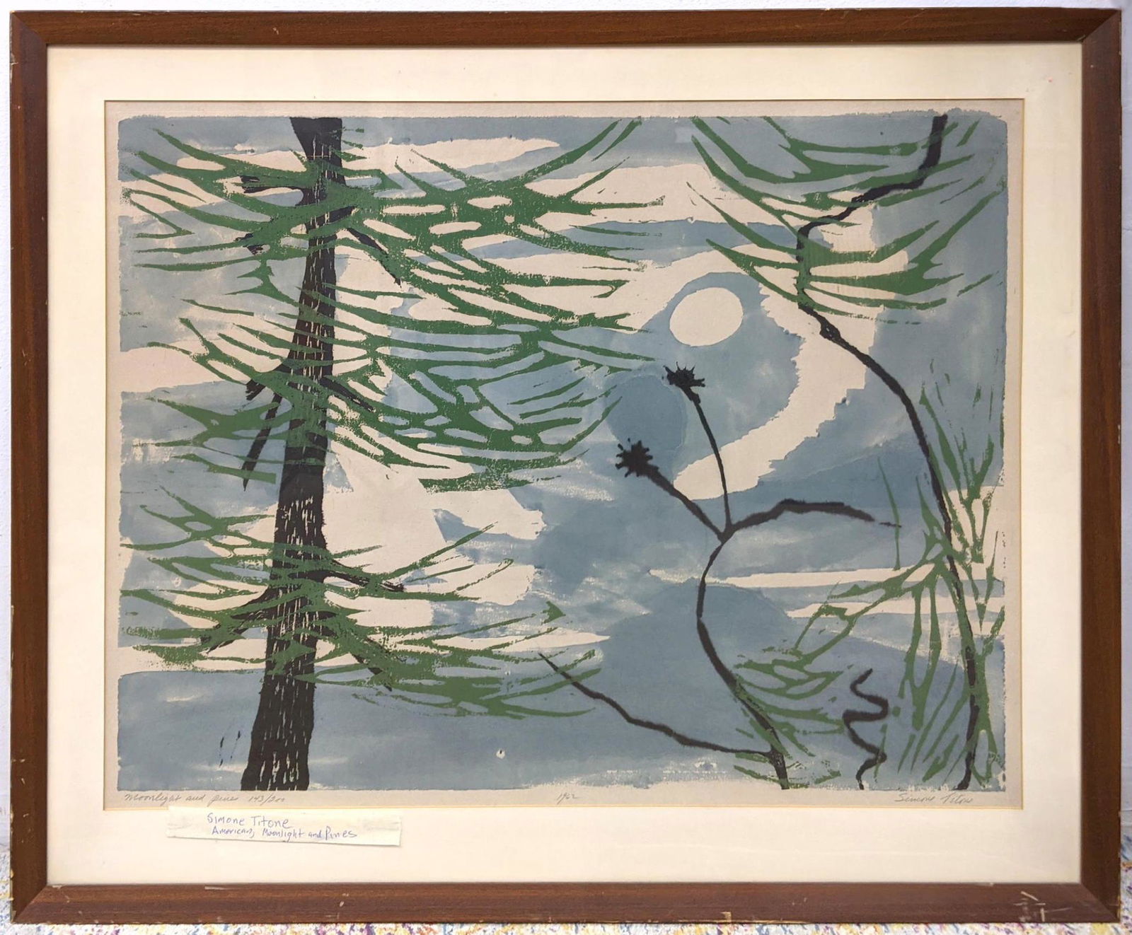 Signed SIMONE TITONE Graphic Modernist Print.  Titled " (1 of 12)