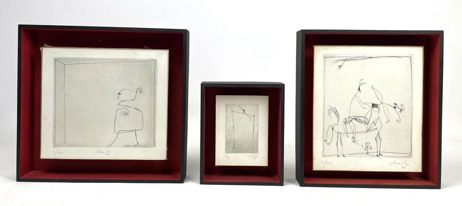 Set 3 IBACH 66 Framed Etchings on Paper. all signed and (1 of 18)