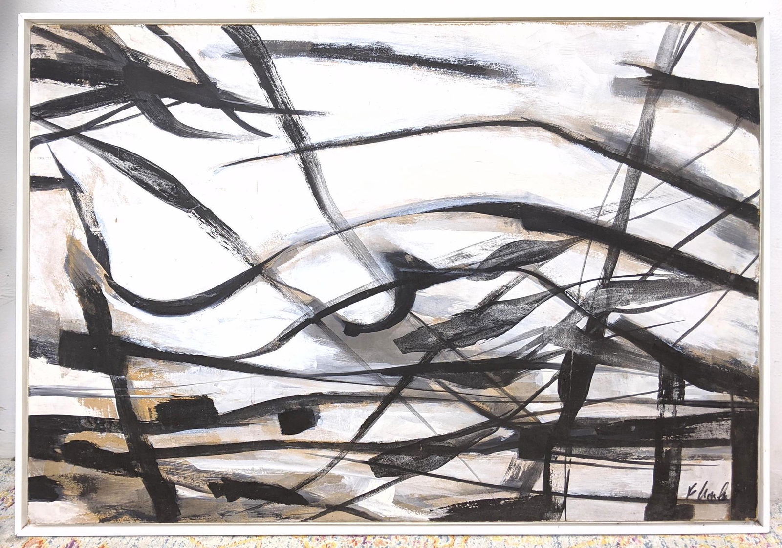 Signed abstract expressionist modernist painting. Acryl (1 of 8)