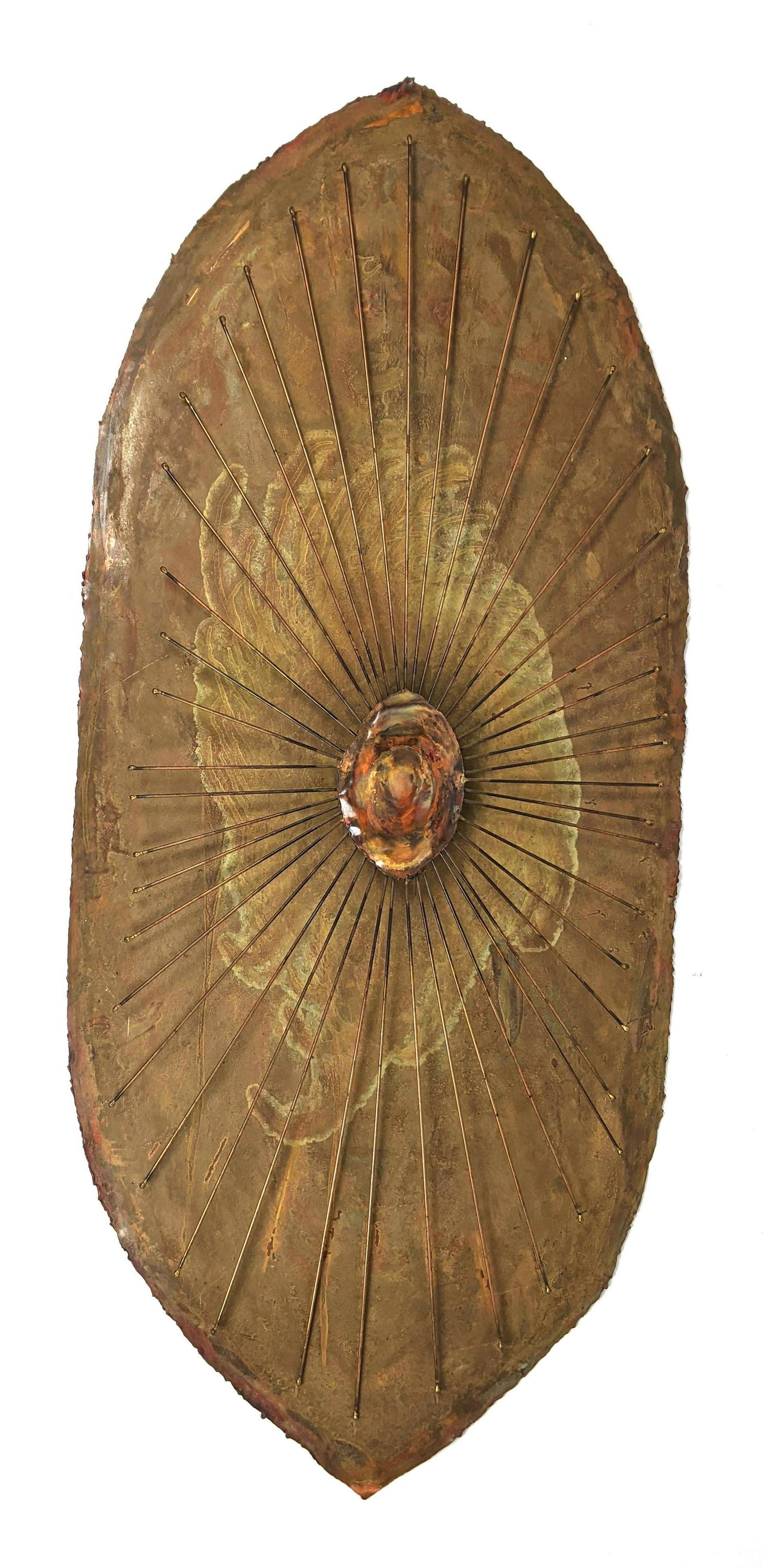 Brutalist Mixed Metal Wall Sculpture. Solid Ovoid panel (1 of 11)