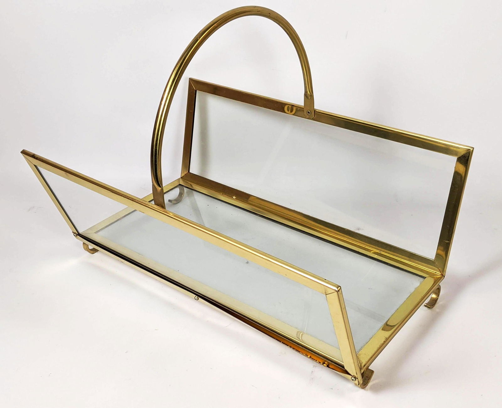 Brass & Glass Modernist Magazine Rack Log Holder. Multi (1 of 11)