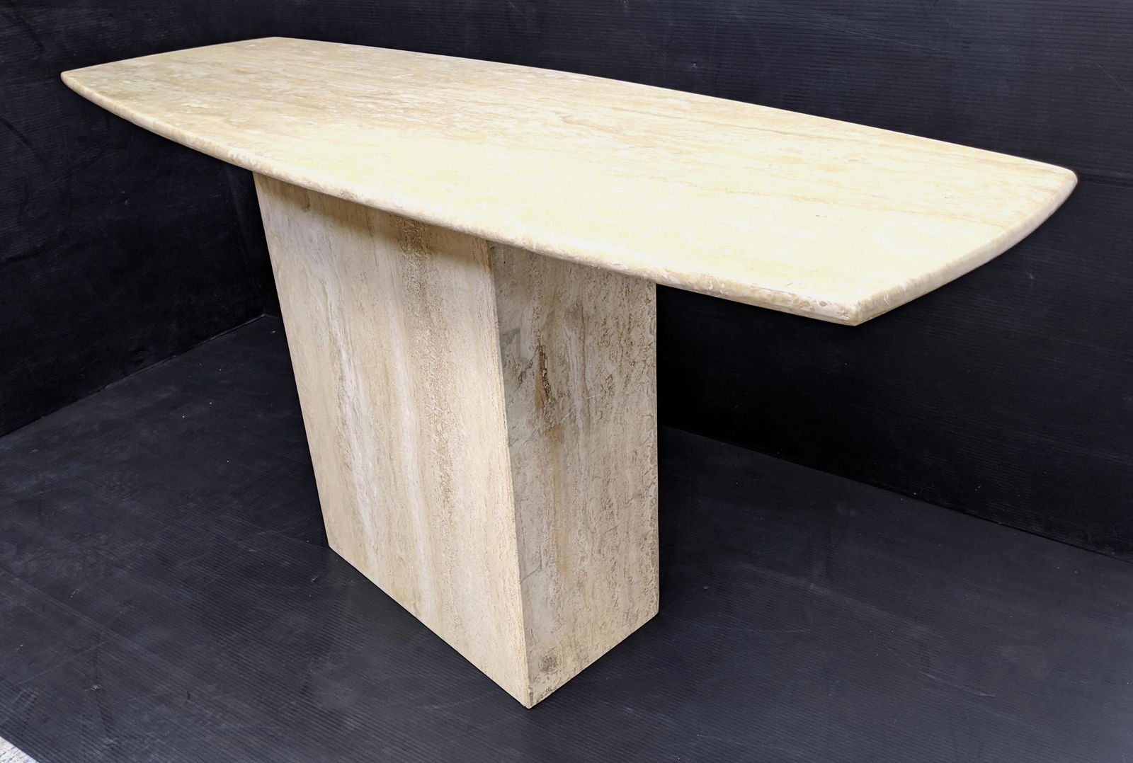 Italian Travertine Console Sofa Table with Shaped Top. (1 of 12)