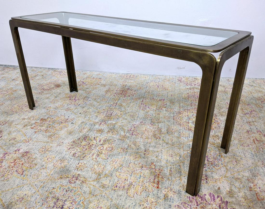 Mastercraft style Bronze Glass Console Hall Table. Mode (1 of 11)