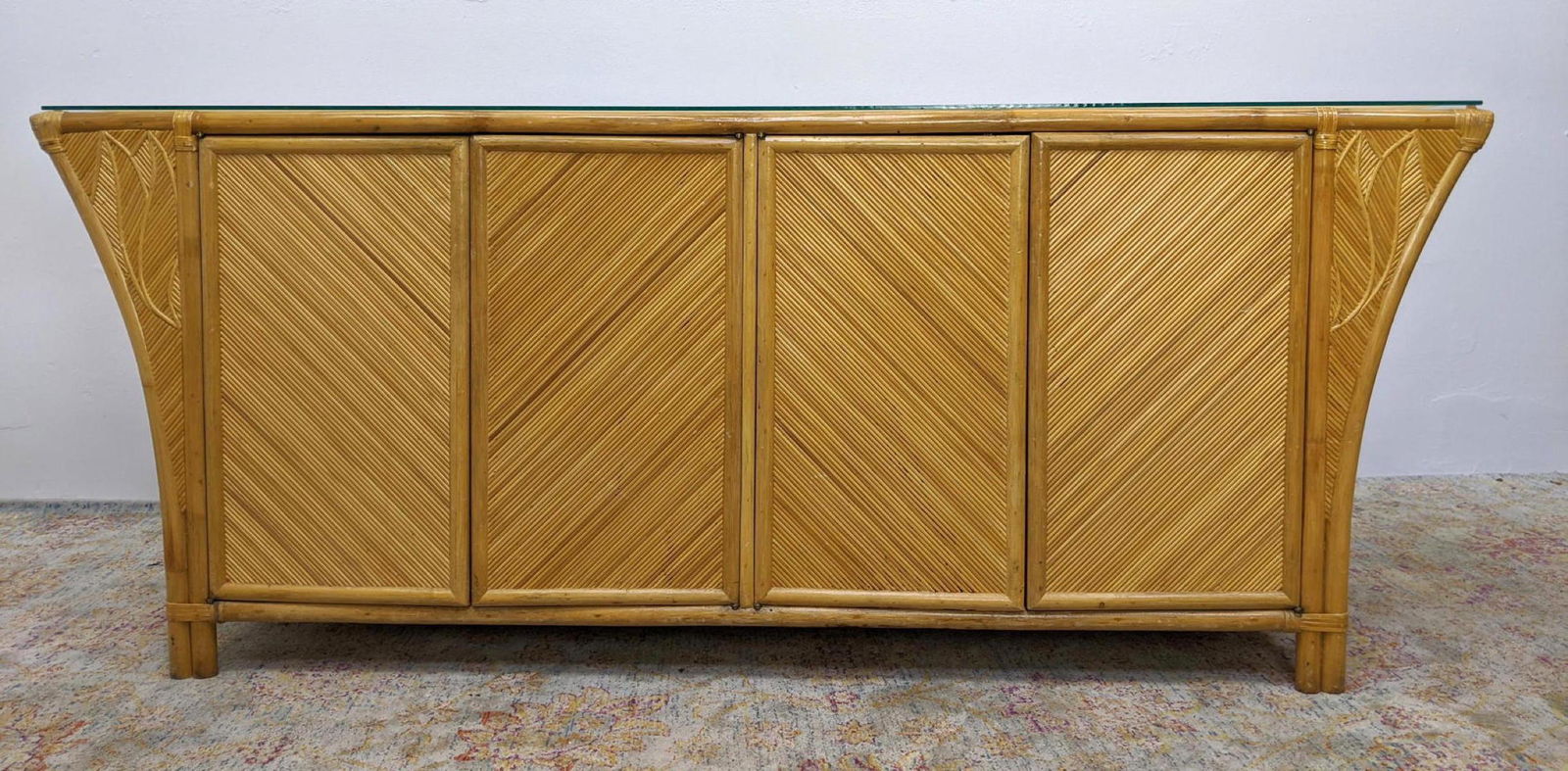 Bamboo & Rattan Sideboard. Miami Modernism. Sides flare (1 of 14)