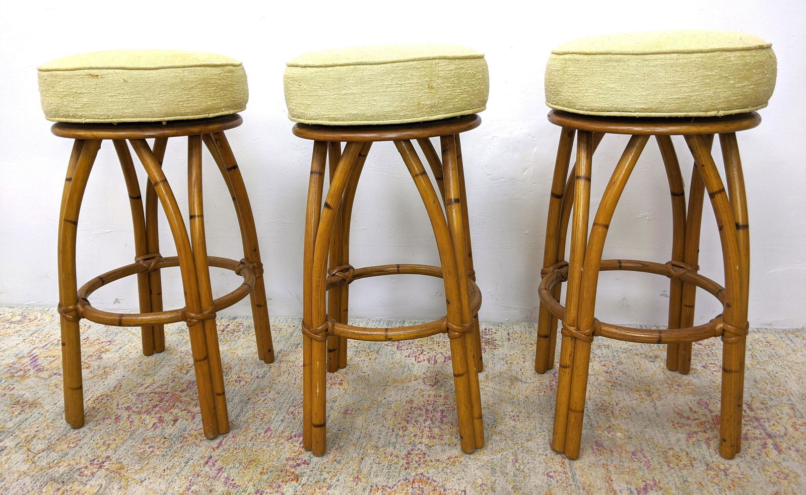 Set 3 HEYWOOD WAKEFIELD Bamboo Bar Stools. Miami Modern Apr 06, 2021