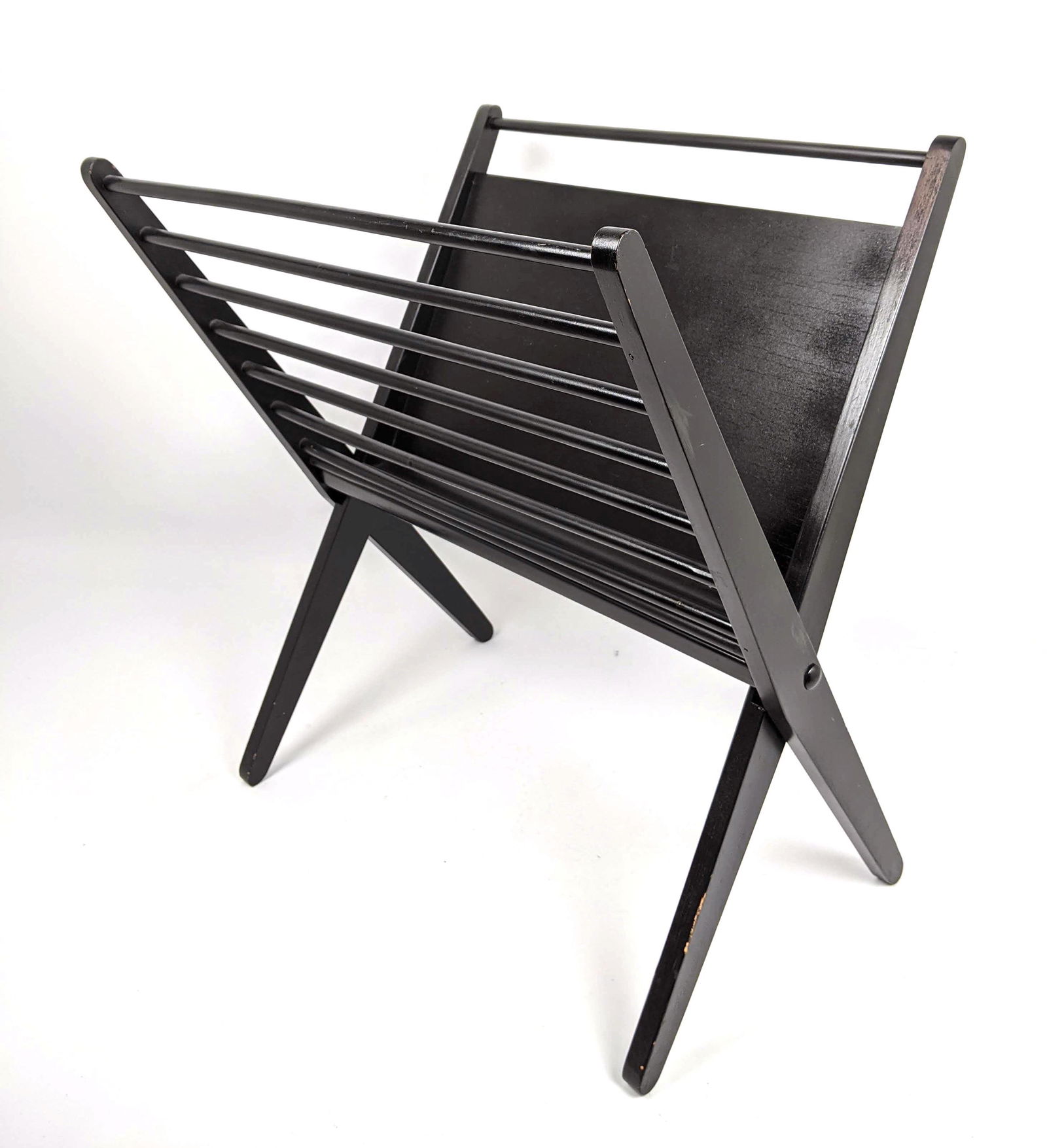 Ebonized Folding Modernist Magazine Rack. mcm (1 of 11)