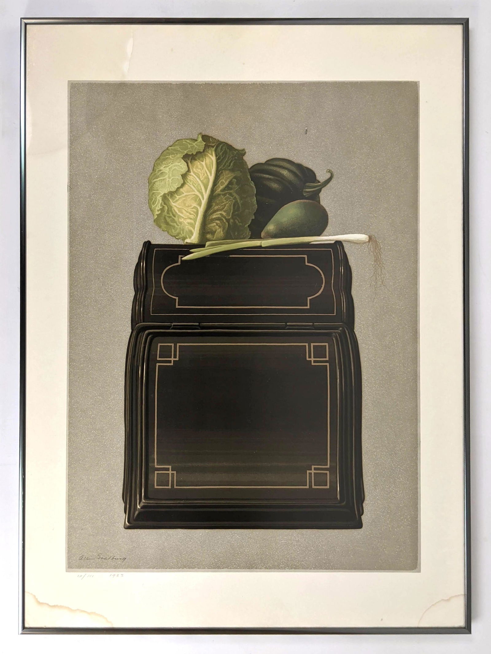 Modernist signed ALLAN SAALBURG Print. Still life with (1 of 9)