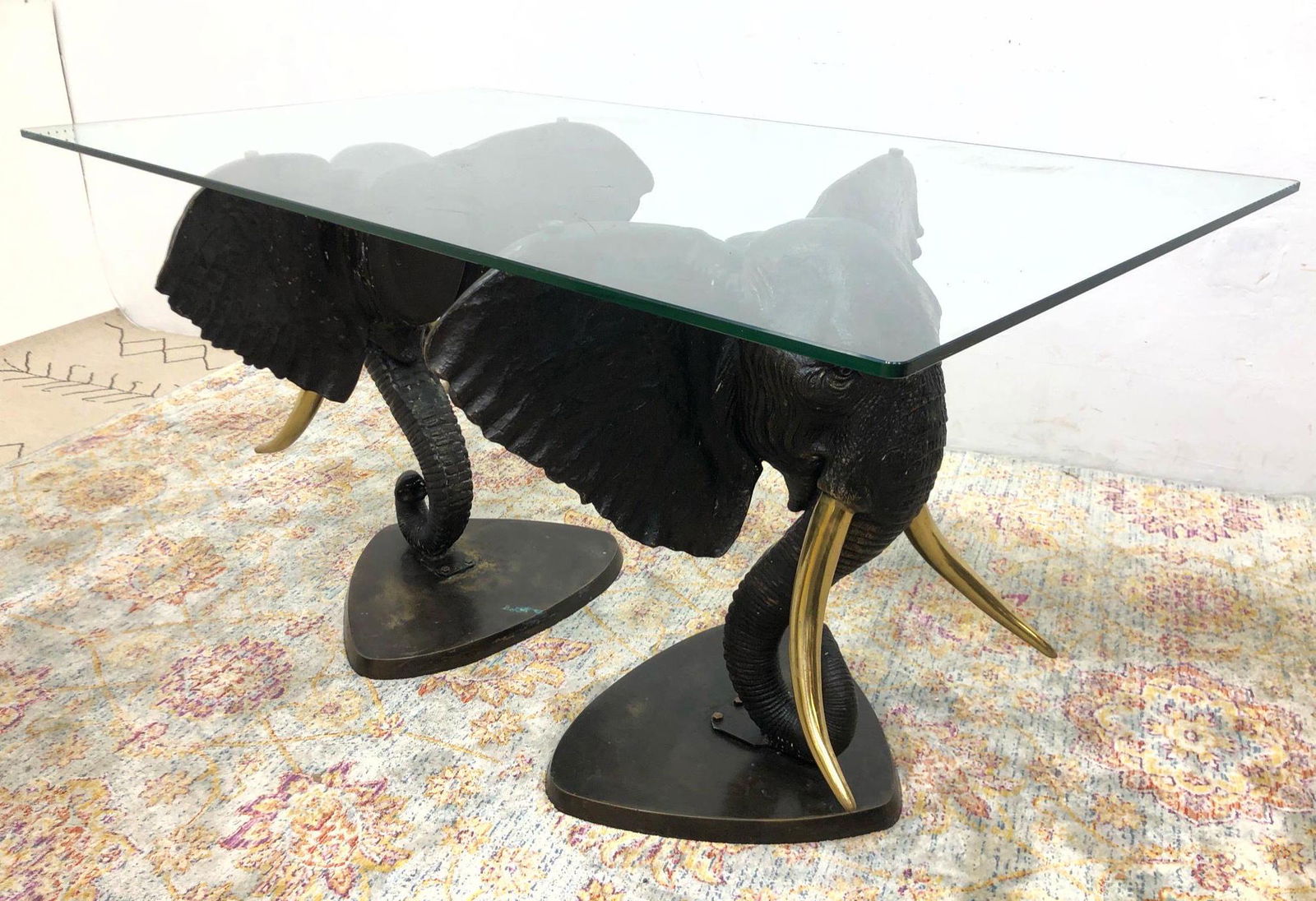 Double Pedestal Figural Elephant Head Dining Table. 2 L (1 of 8)