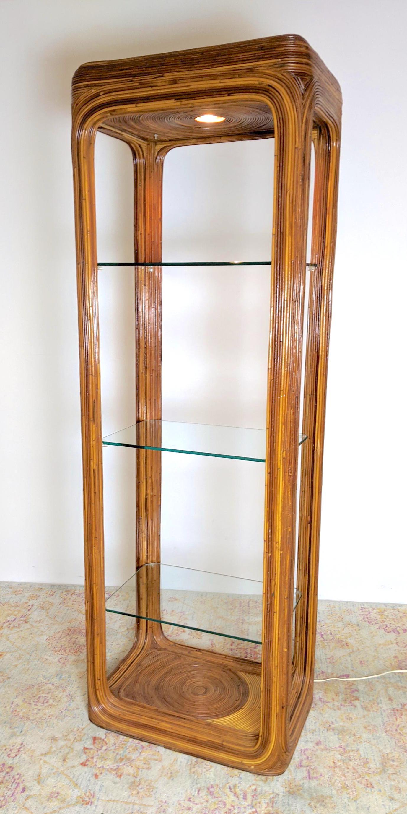 Miami Modern Rattan Etagere Shelf Unit with Glass Shelv (1 of 14)
