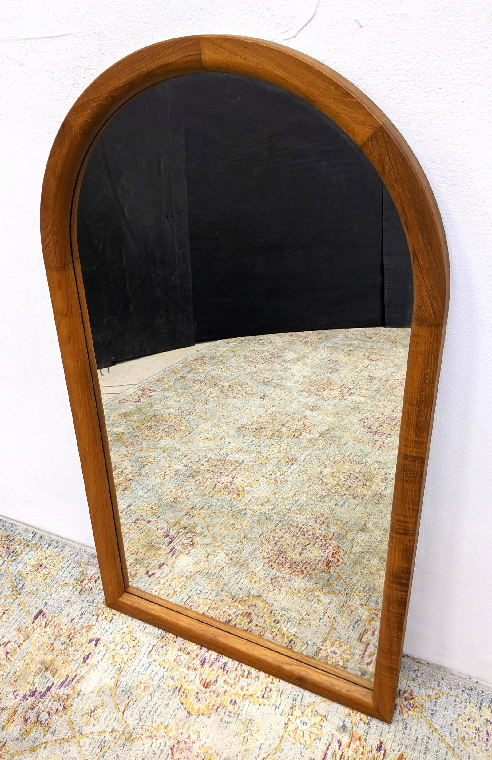 Danish Modern Teak Arched Top Wall Mirror. Unmarked. (1 of 8)