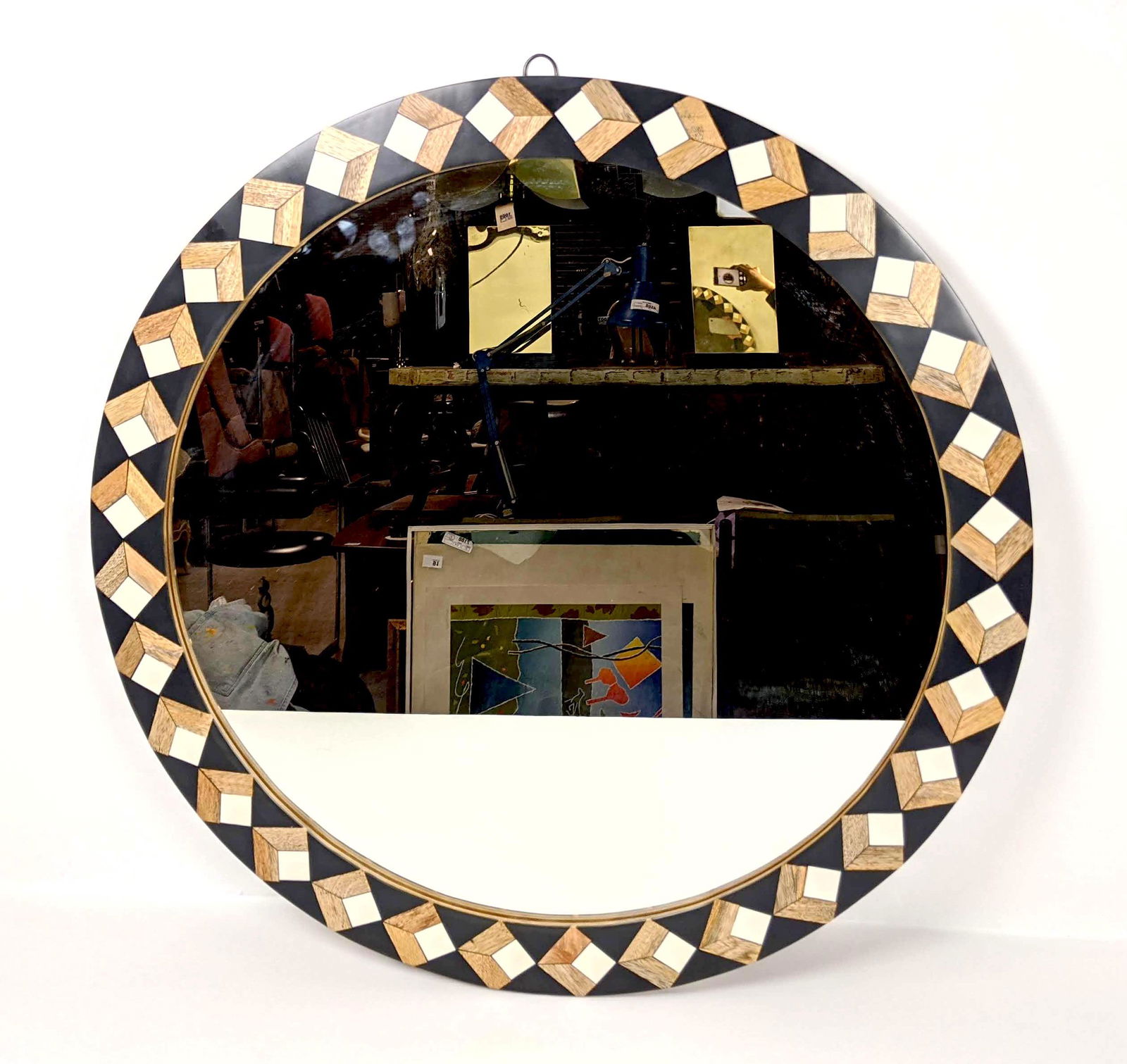 Contemporary Decorator Wall Mirror with Inlaid Diamond (1 of 8)
