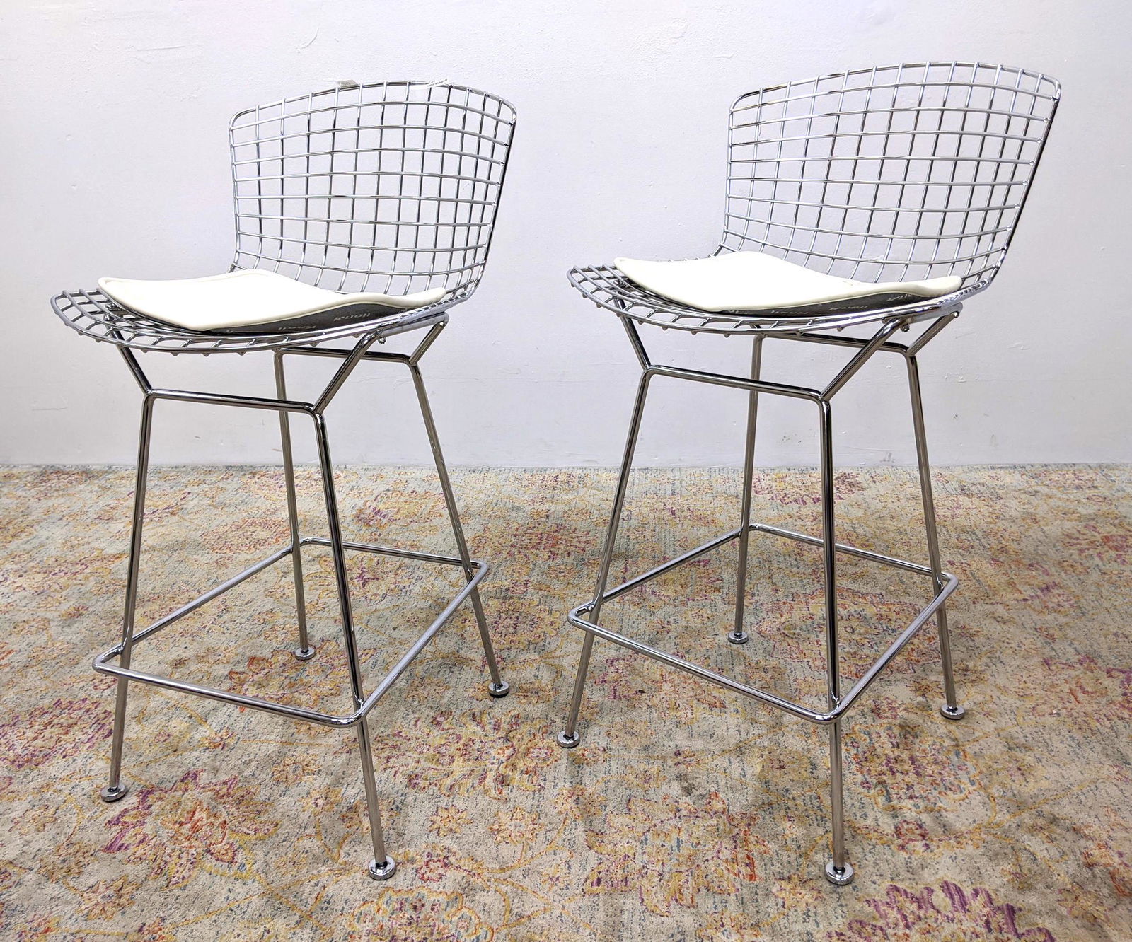Pair Knoll Bertoia Chrome Wire Barstools.  Mesh Bar Sto (1 of 12)