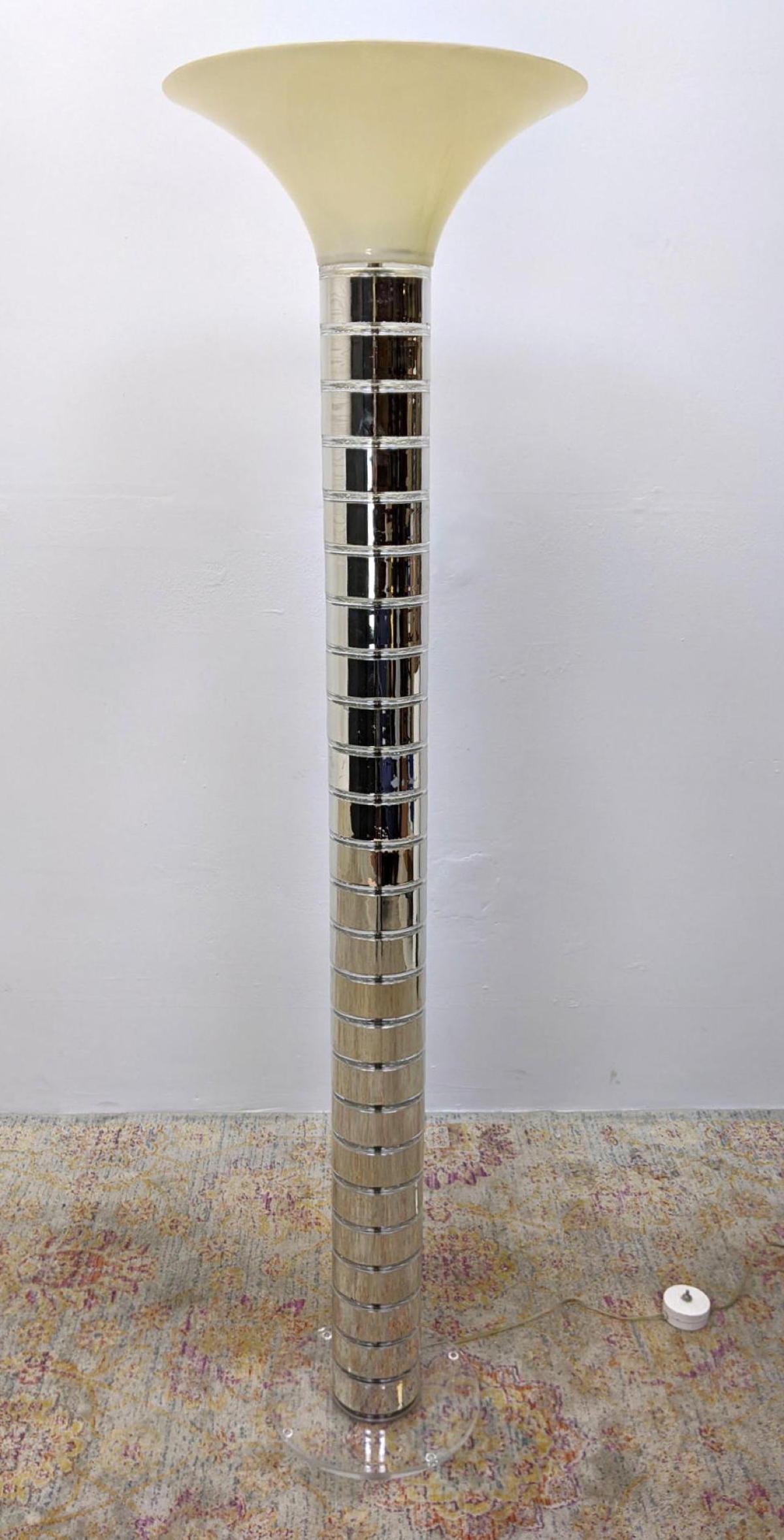 OPTIQUE Chrome Lucite Floor Lamp Torchiere. Stacked col (1 of 14)