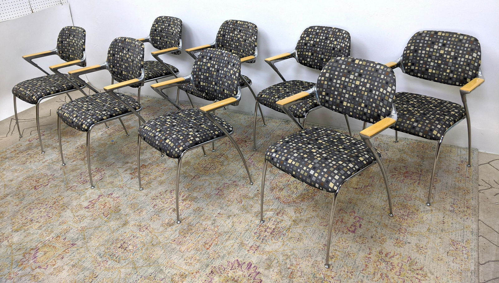 Set 8 THONET Modernist Aluminum Chrome Stacking Chairs. (1 of 13)