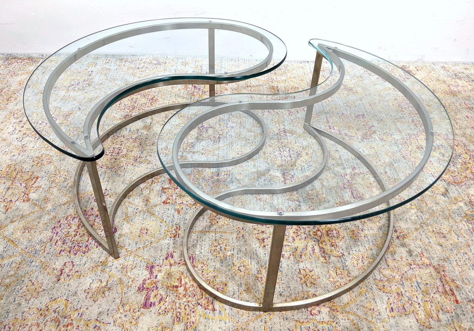 Pair Paisley Tables. Ying Yang Table set with Glass Top (1 of 11)