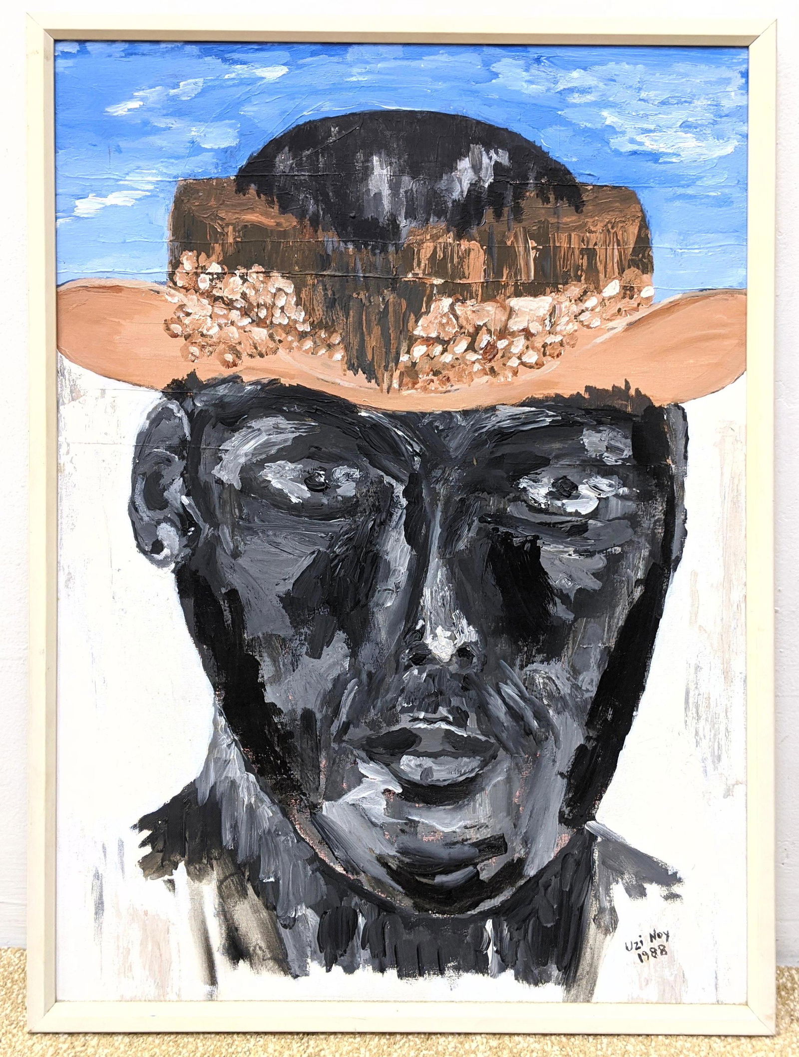 UZI NOY Outsider Art Portrait Painting. (1 of 7)