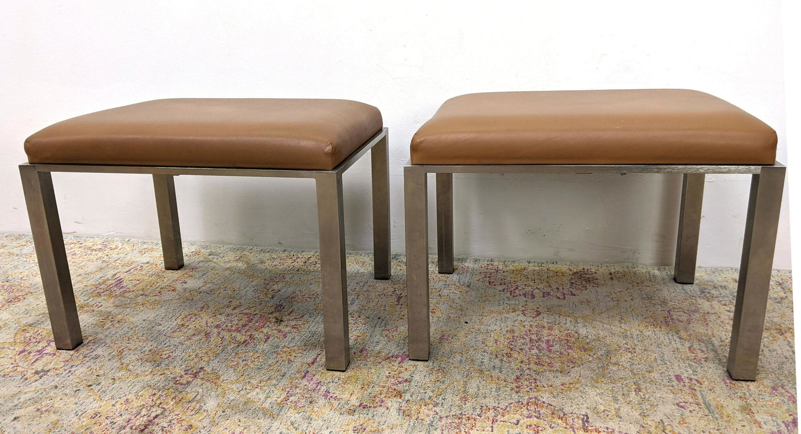 Set 2 Metal Base Stools Benches. Parson Style. (1 of 6)