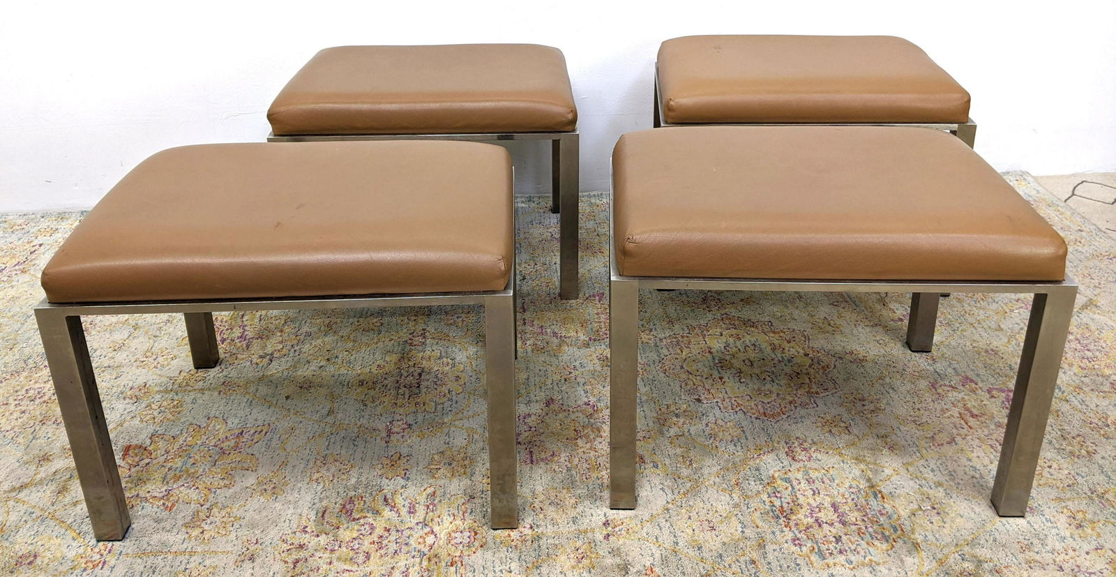 Set 4 Metal Base Stools Benches. Parson Style. (1 of 8)