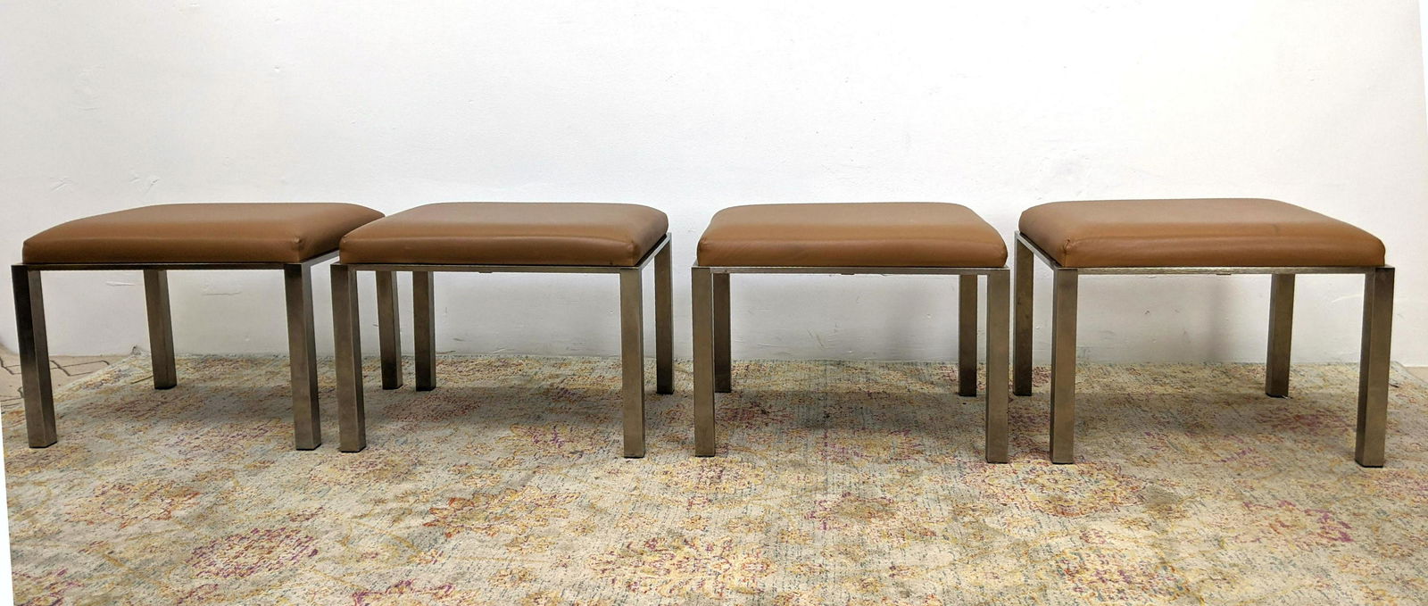 Set 4 Metal Base Stools Benches. Parson Style. (1 of 7)