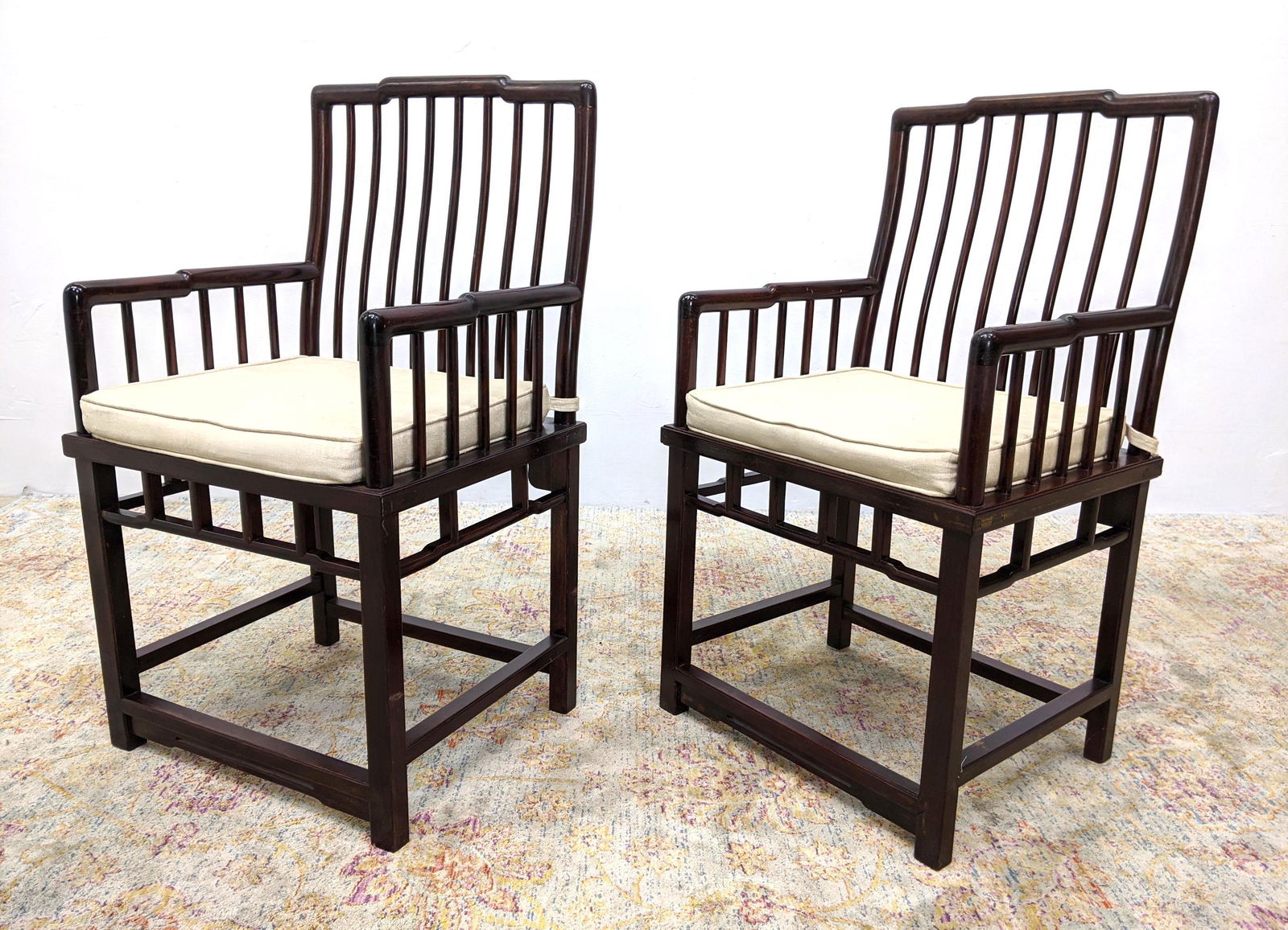 Pair Chinese Style Arm Chairs. (1 of 14)