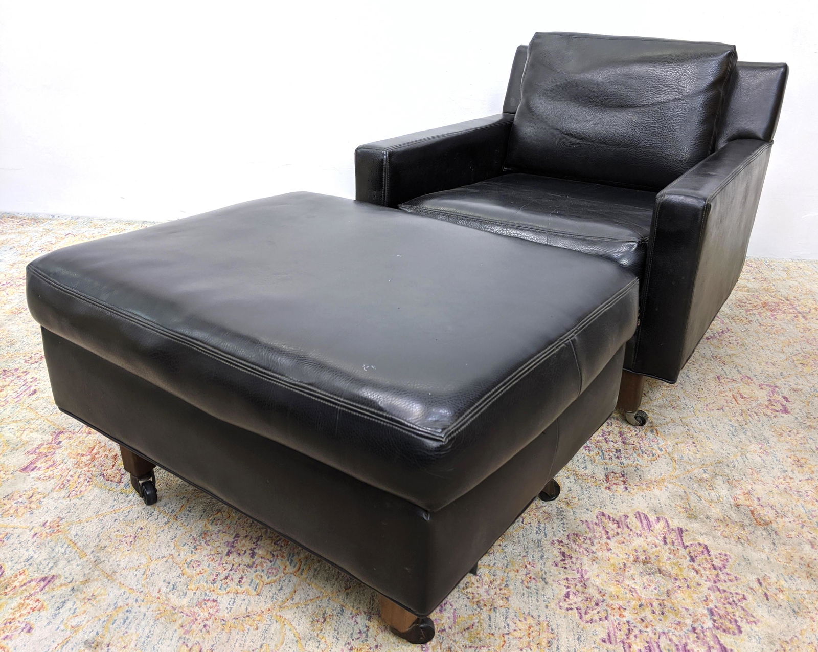 Thayer Coggin Lounge Chair and Ottoman.: Thayer Coggin Lounge Chair and Ottoman. -- Dimensions: H: 27.5 inches: W: 29.5 inches: D: 31 inches ---