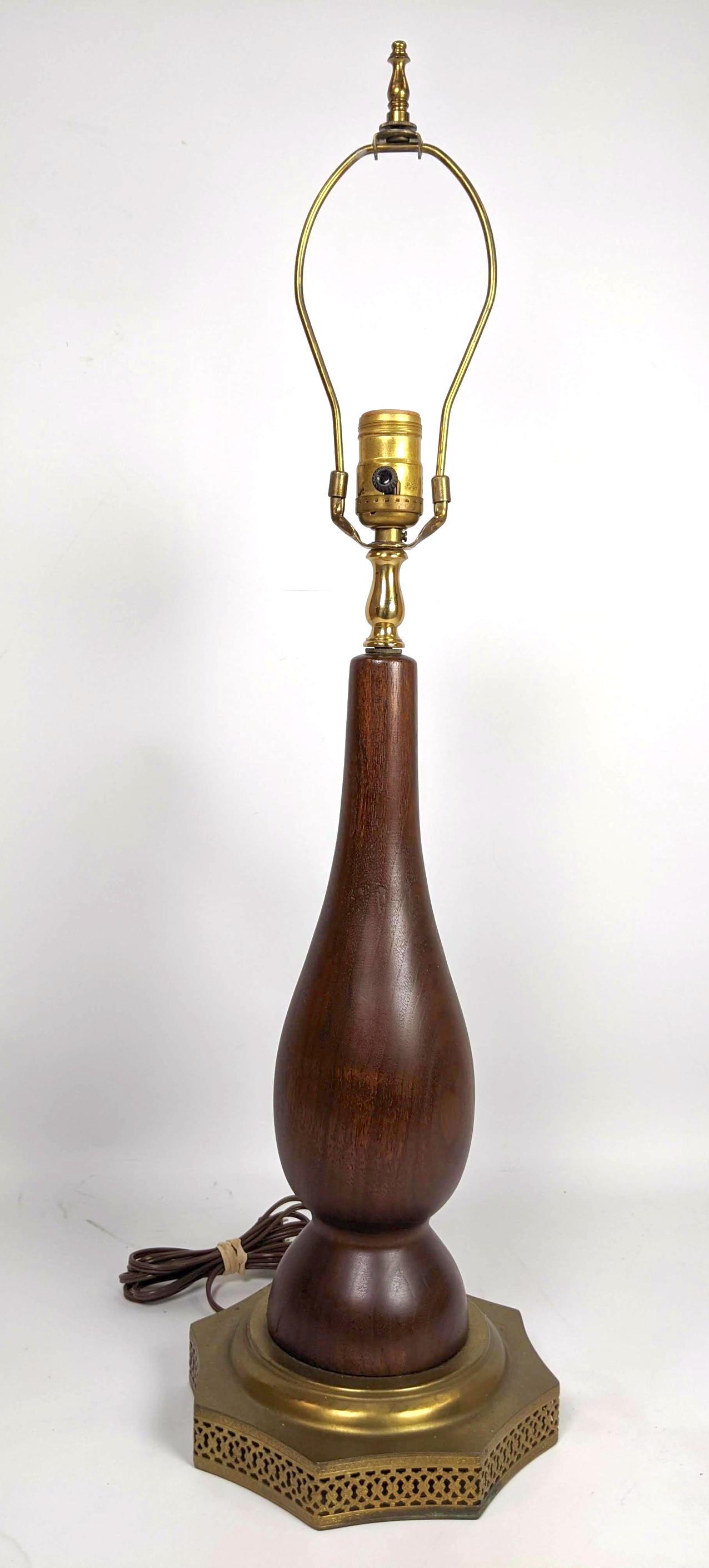 Wood Table Lamp. Assembled on vintage metal base.: Wood Table Lamp. Assembled on vintage metal base. -- Dimensions: H: 28 inches: W: 8 inches: D: 8 inches ---