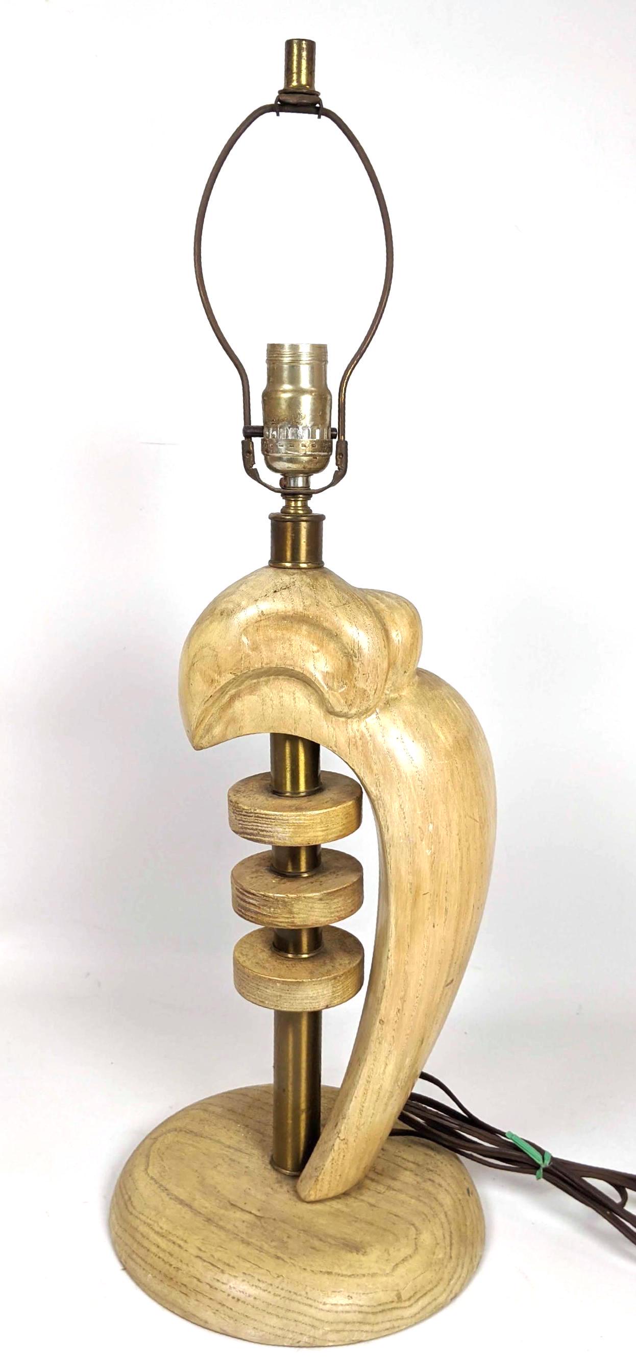 Sculptural Modernist Limed Oak Table Lamp. Stylish form (1 of 9)