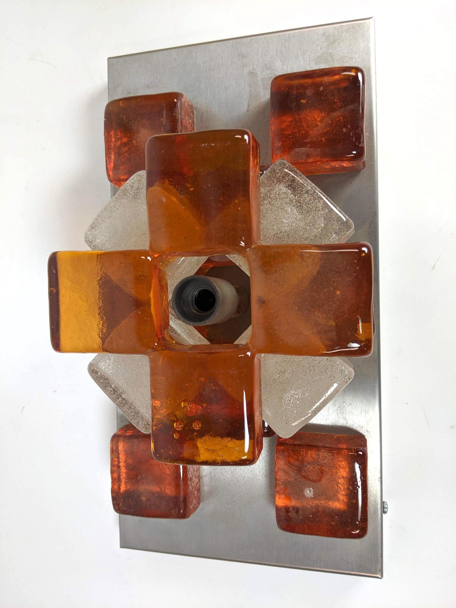 Amber & Clear Glass Murano style Wall Sconce Light Fixt (1 of 5)