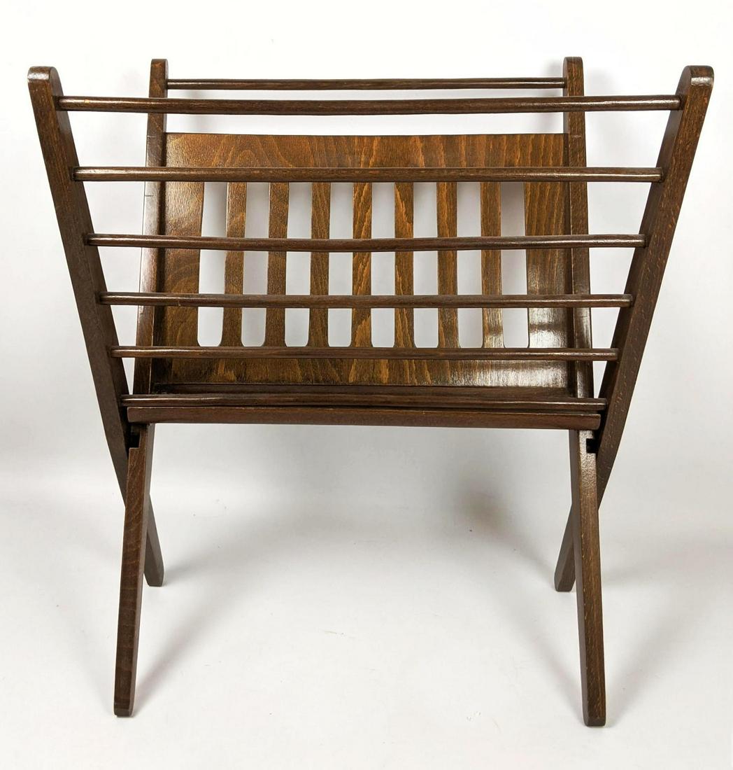 Modernist Wood Folding Magazine Rack. Marked Romania (1 of 6)