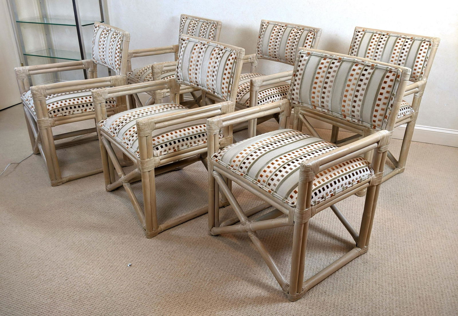 Set 6 KREISS Dining Arm Chairs. Armchair with upholster (1 of 8)