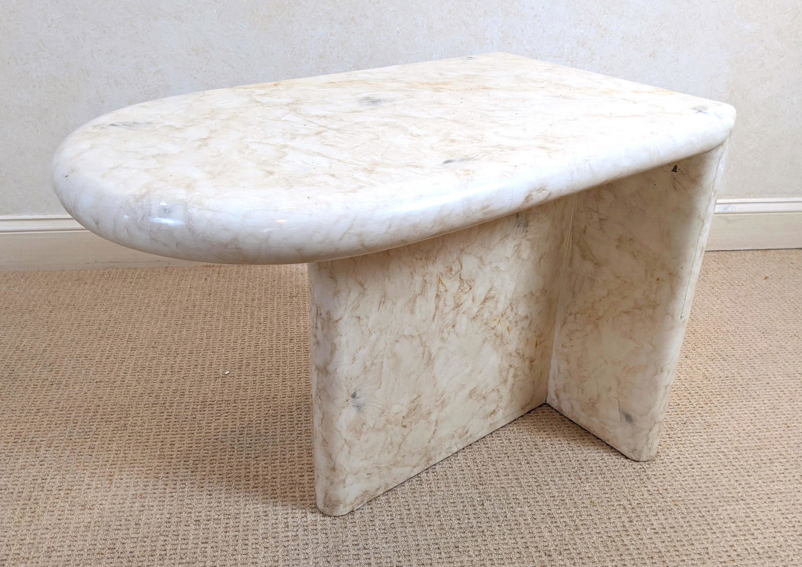 Faux Marbleized Side End Table. T base with curved fron (1 of 12)