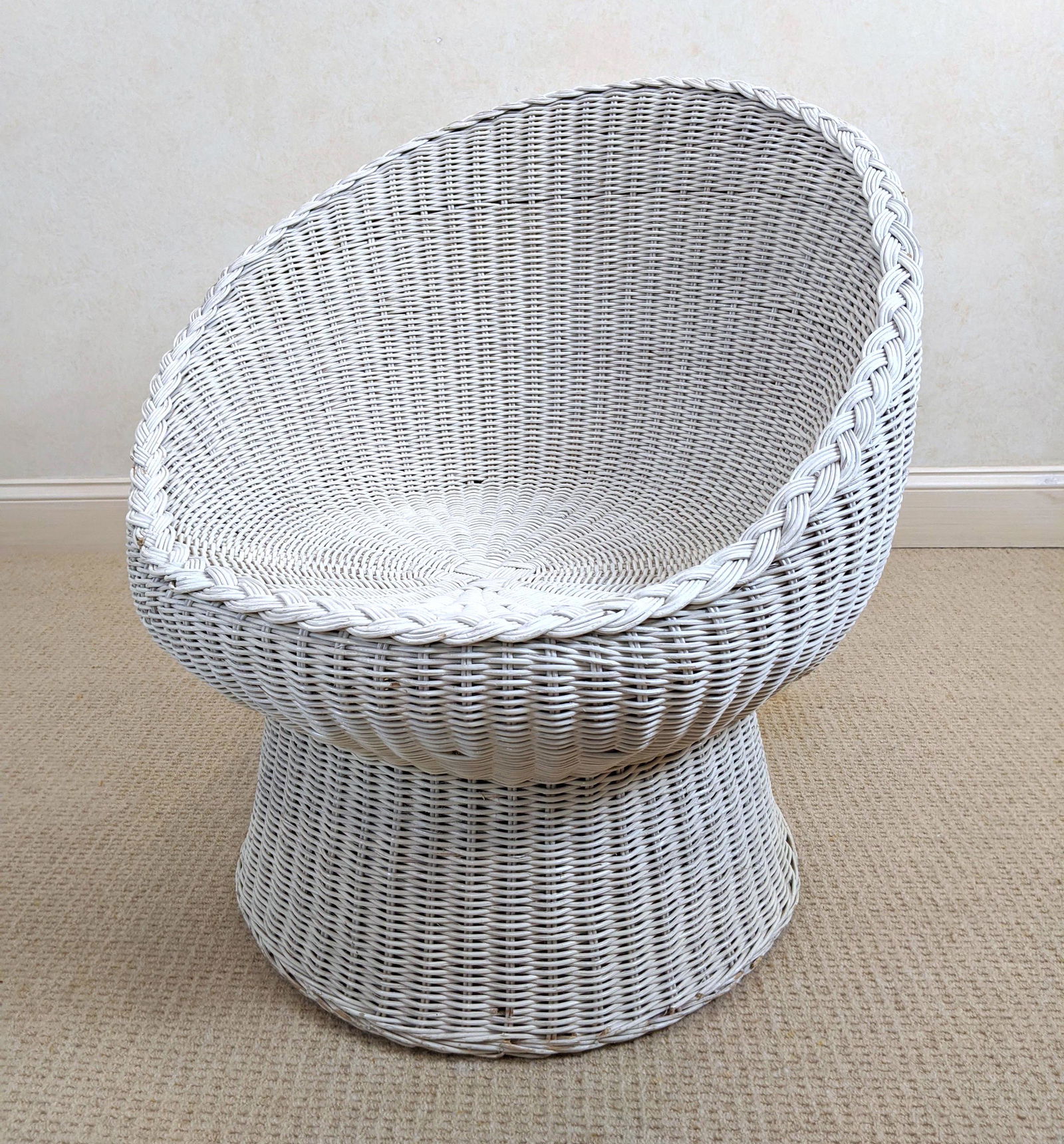Small Wicker Chair. Ball form with flared base. (1 of 9)
