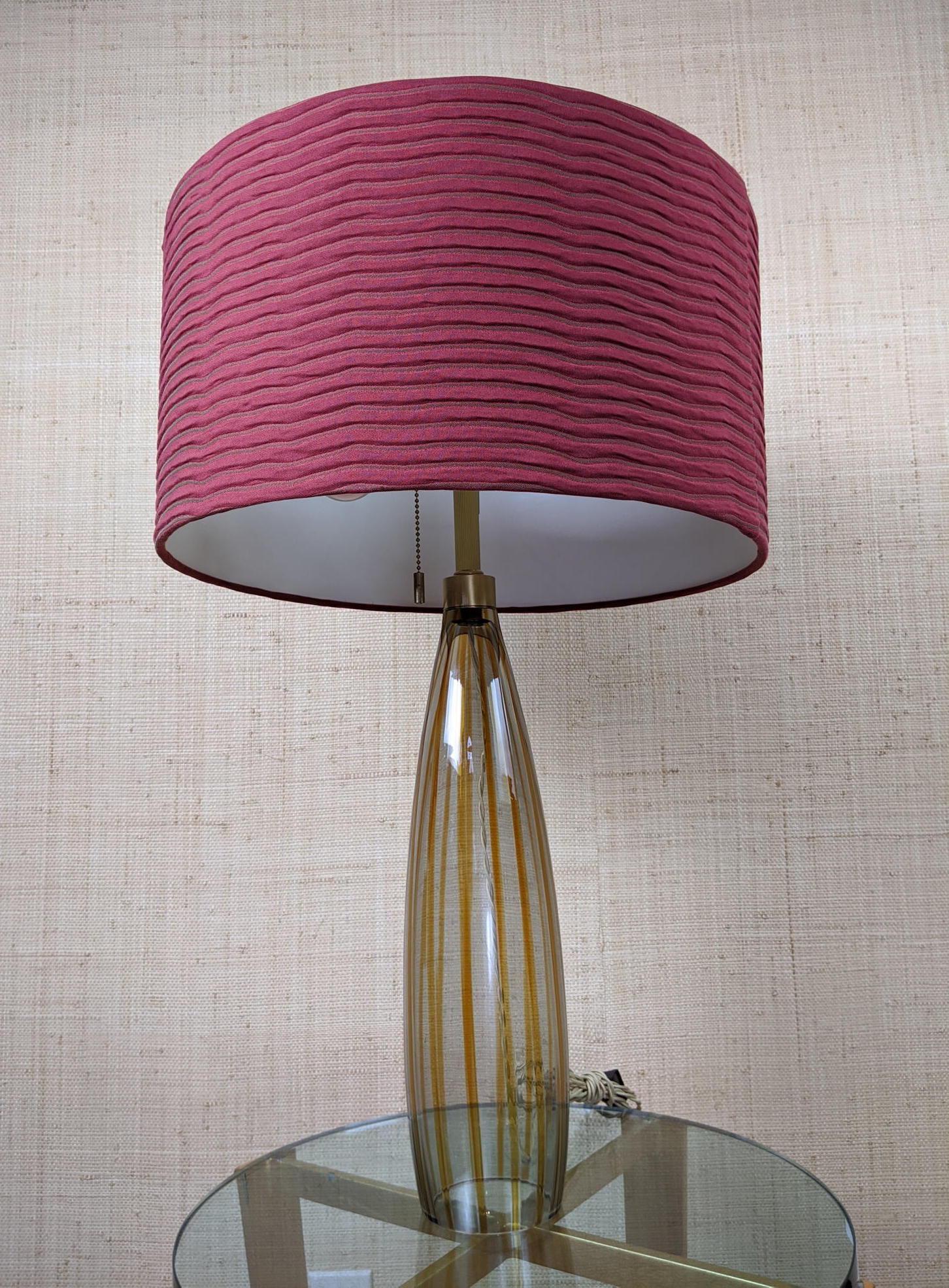 Striped art Glass Table Lamp. Attributed to DONGHIA. Gl (1 of 9)
