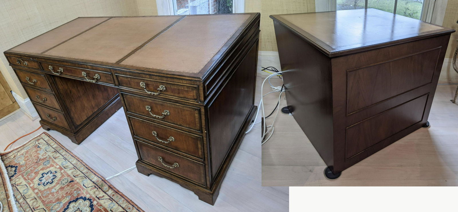 KREISS Leather Top Desk and Side Table Storage. Back si (1 of 17)
