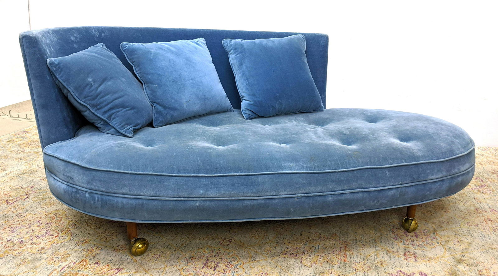 ADRIAN PEARSALL Blue Velvet Love Seat Sofa. Oval Form w (1 of 17)