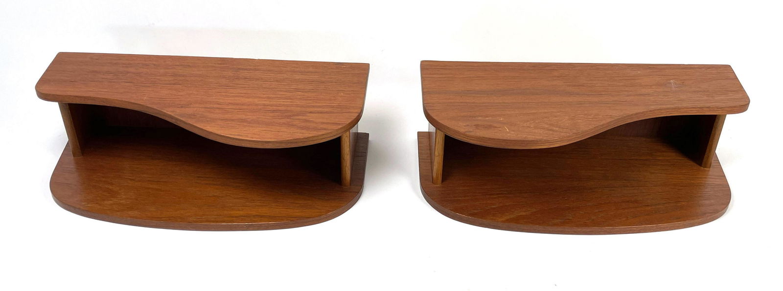 Pr Wall Mounted Two Tier Wall Shelves. Curved Shaped To (1 of 8)