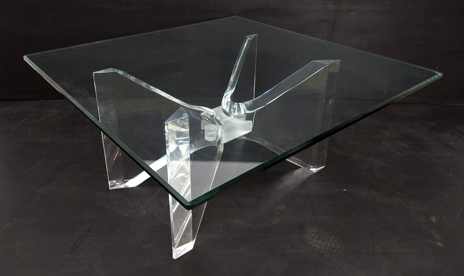 Modernist Lucite Glass Top Square Coffee Cocktail Table (1 of 13)