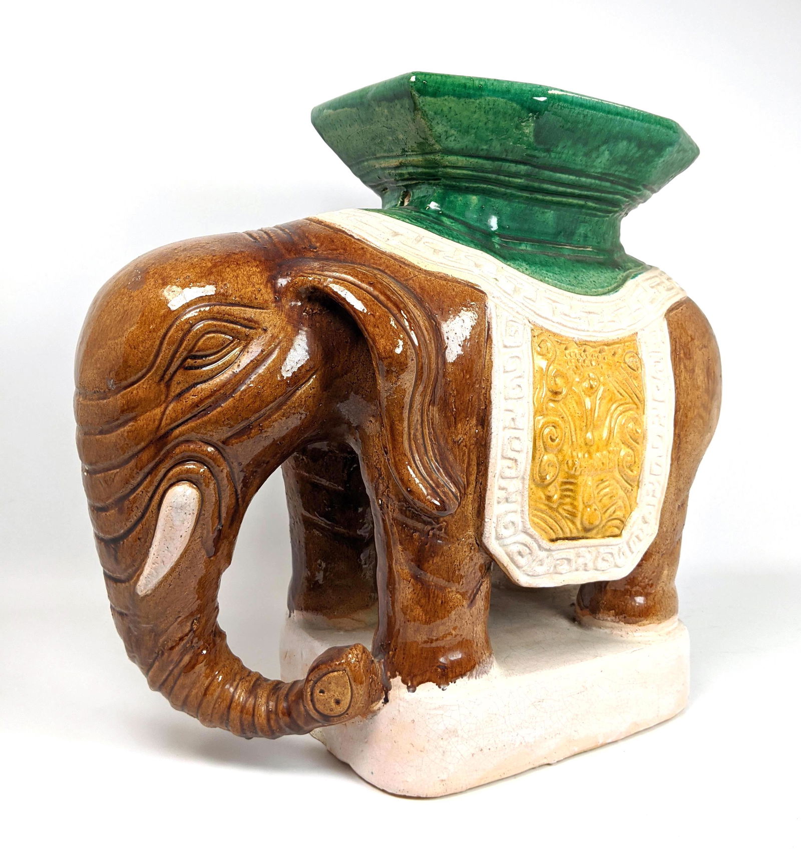 Glazed Pottery Elephant Plant Stand. (1 of 9)