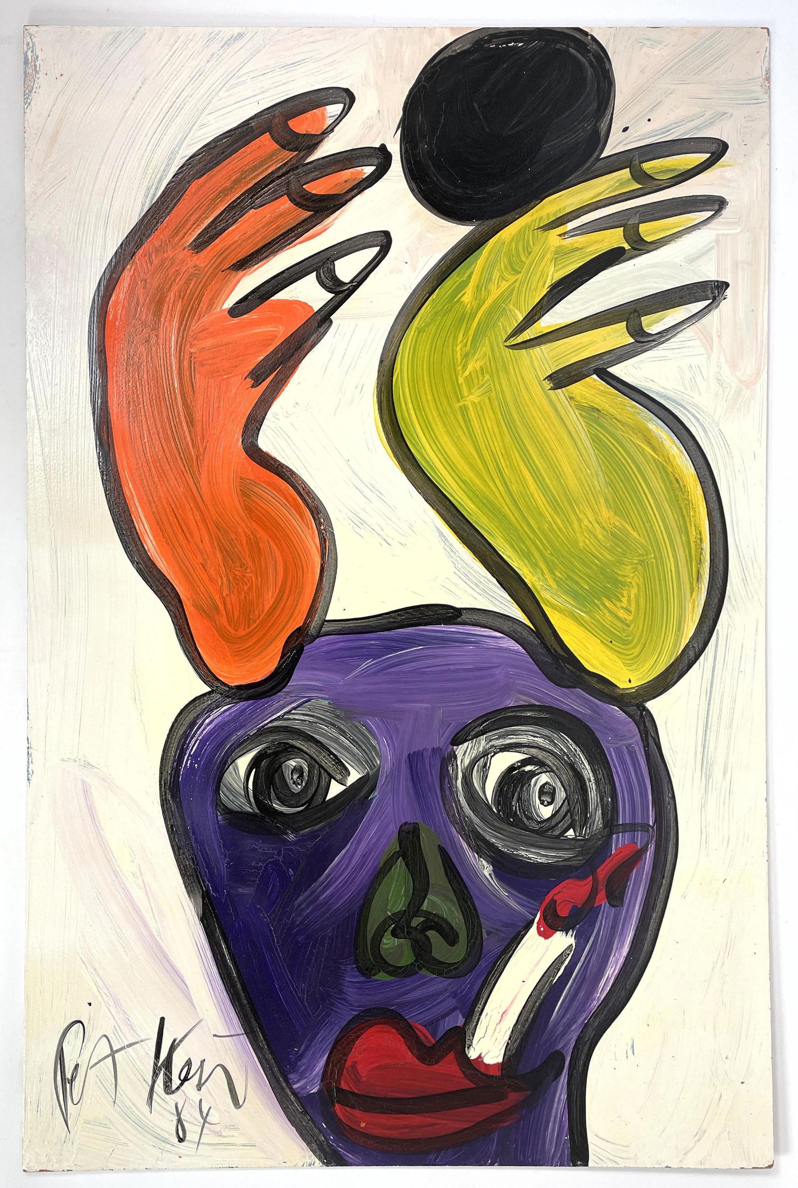 PETER KEIL 84 Graffiti Art. Purple Head with cigarette (1 of 10)