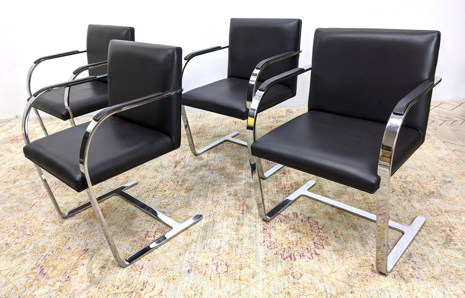 Set 4 BRNO style Chrome Frame Arm Chairs. (1 of 13)