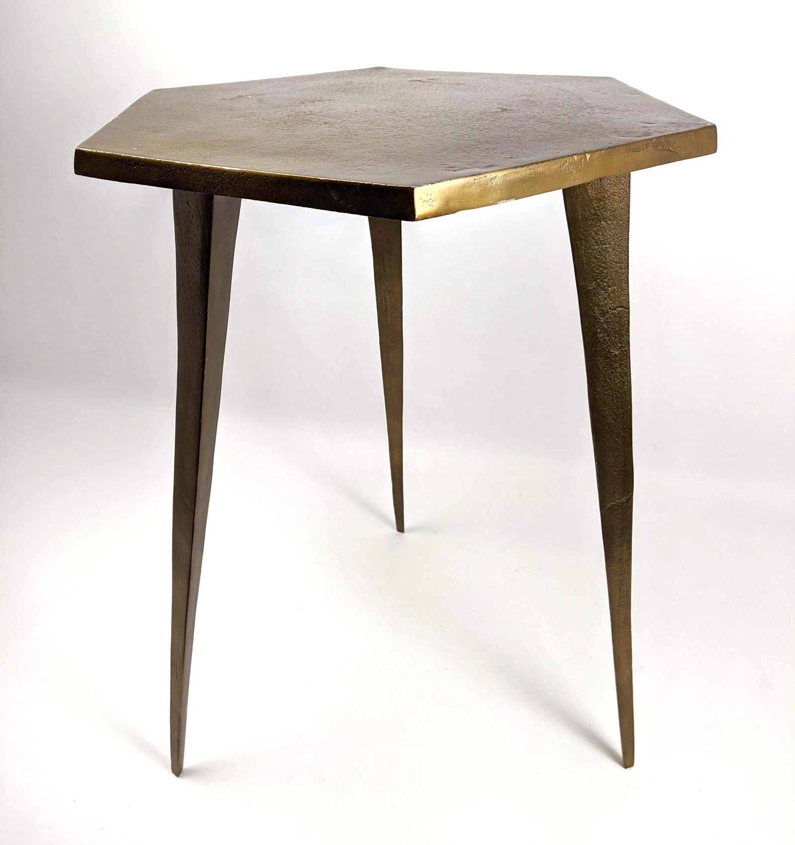 Textured Metal Hexagonal Side Table. Three Tapered Meta (1 of 10)