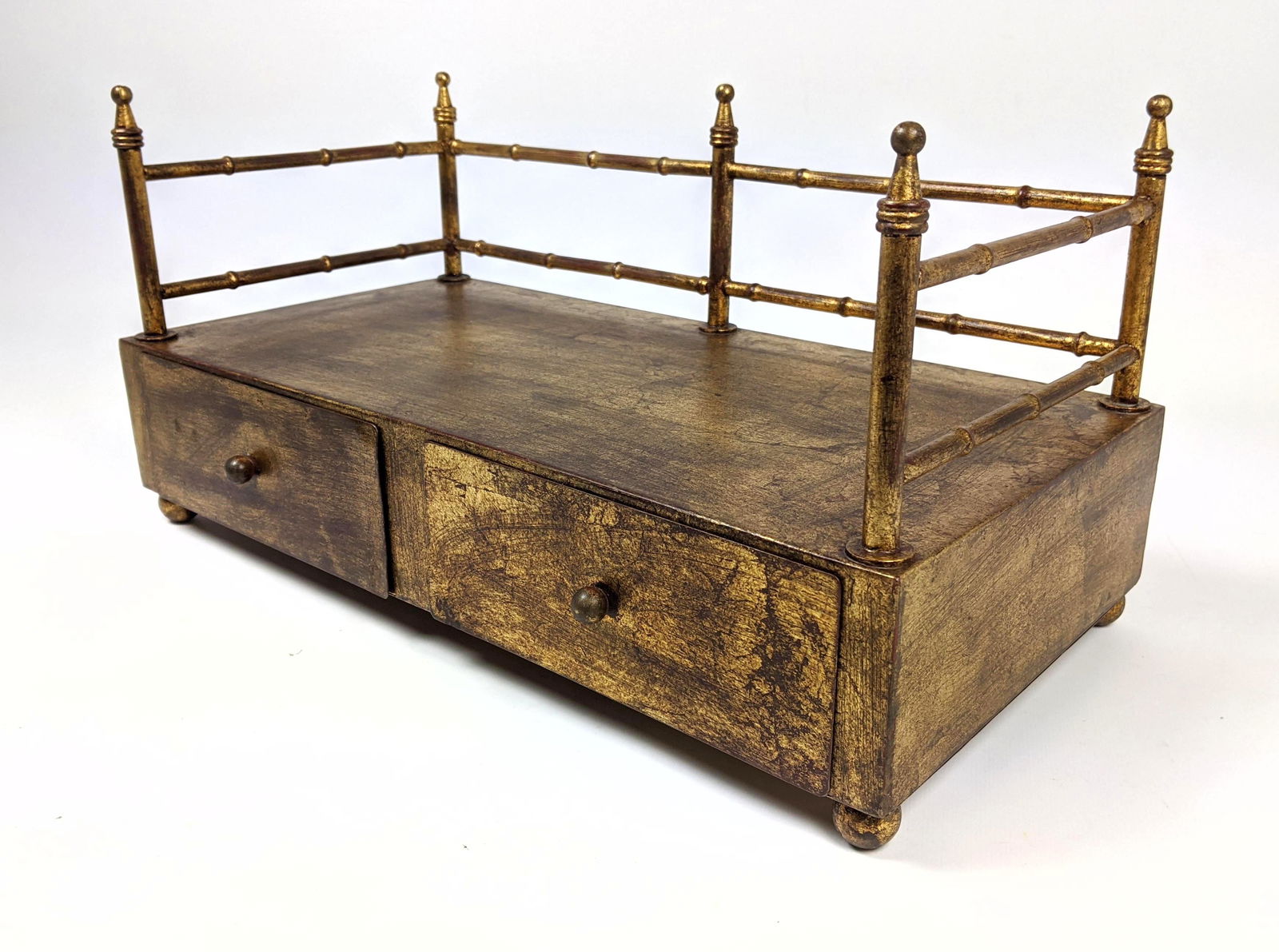 Gilt Metal Two Drawer Cabinet. Dresser or Table Top. Ba (1 of 9)