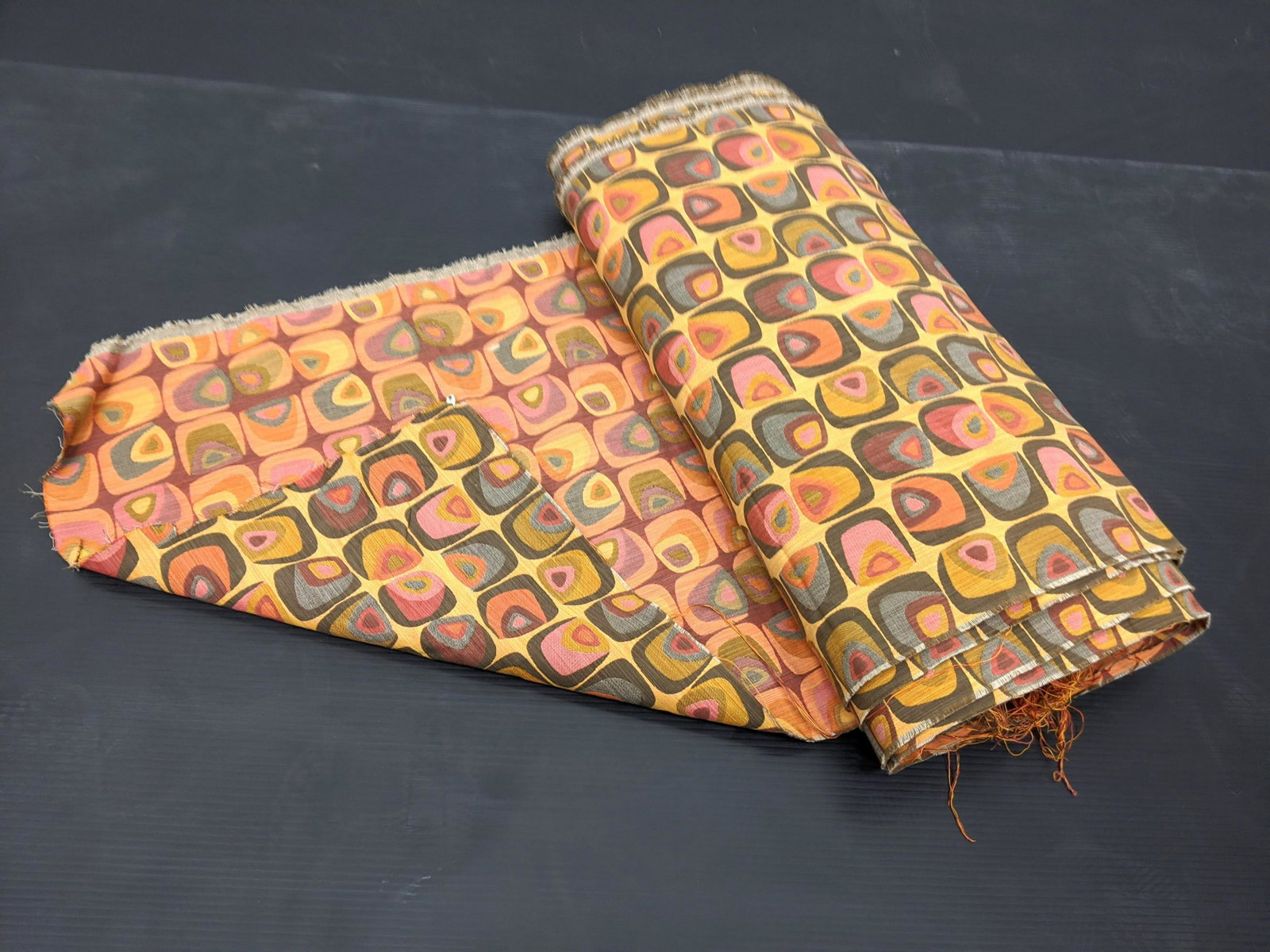 Modernist Upholstery Fabric Thick colorful patterned fa: Modernist Upholstery Fabric Thick colorful patterned fabric. Approximately 12.25 yards. Only about 22" Wide. -- Dimensions: : W: 22 inches ---