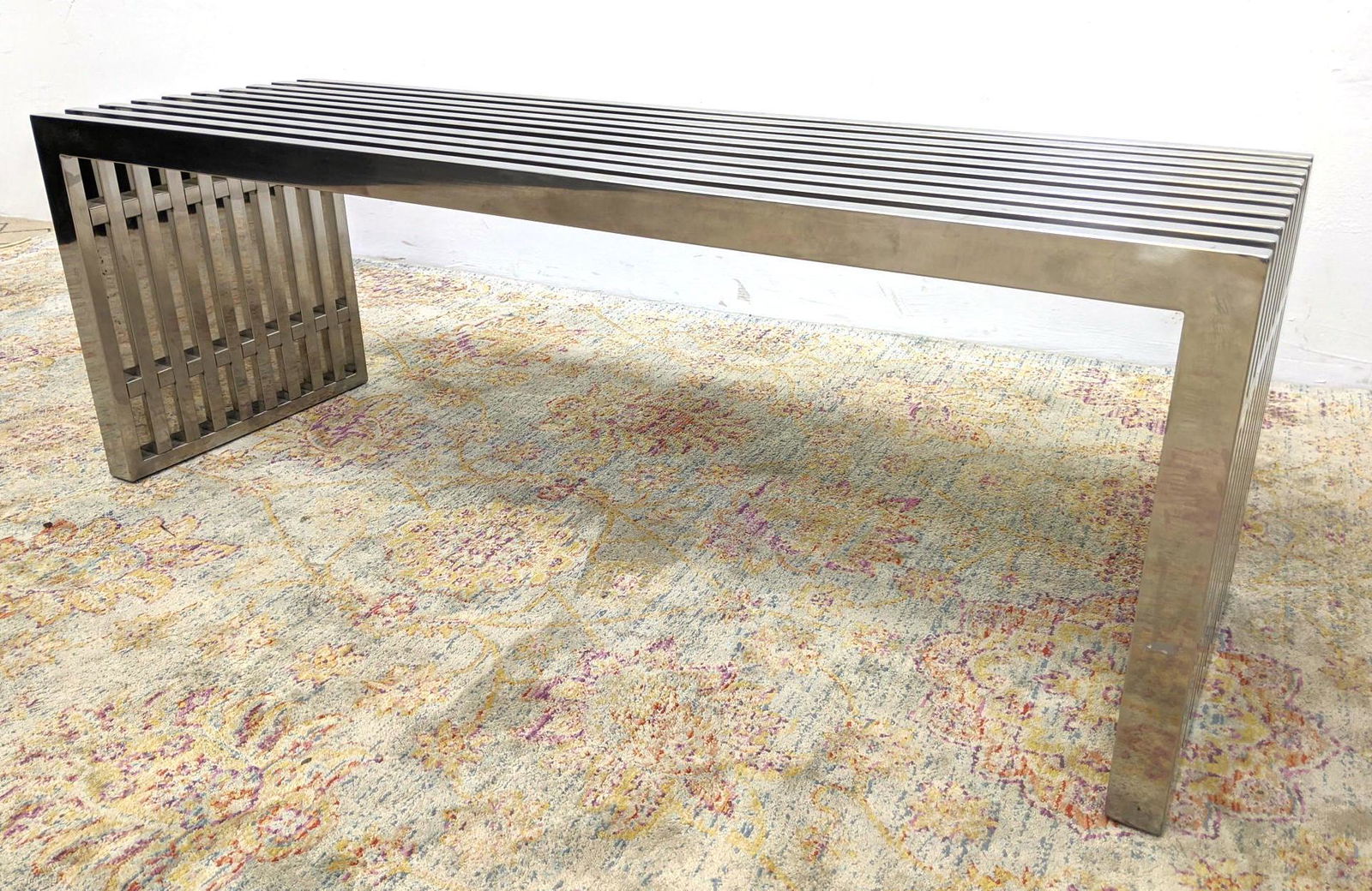 Modernist Chrome Slat Coffee Cocktail Table. Stylish st (1 of 5)