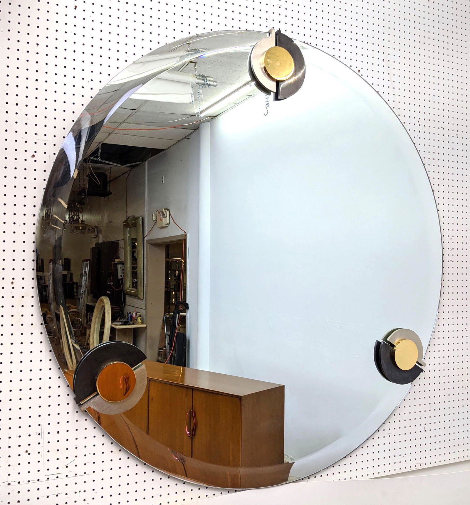 Karl Springer style Large Wall Mirror.  60" dia. Mirror (1 of 11)