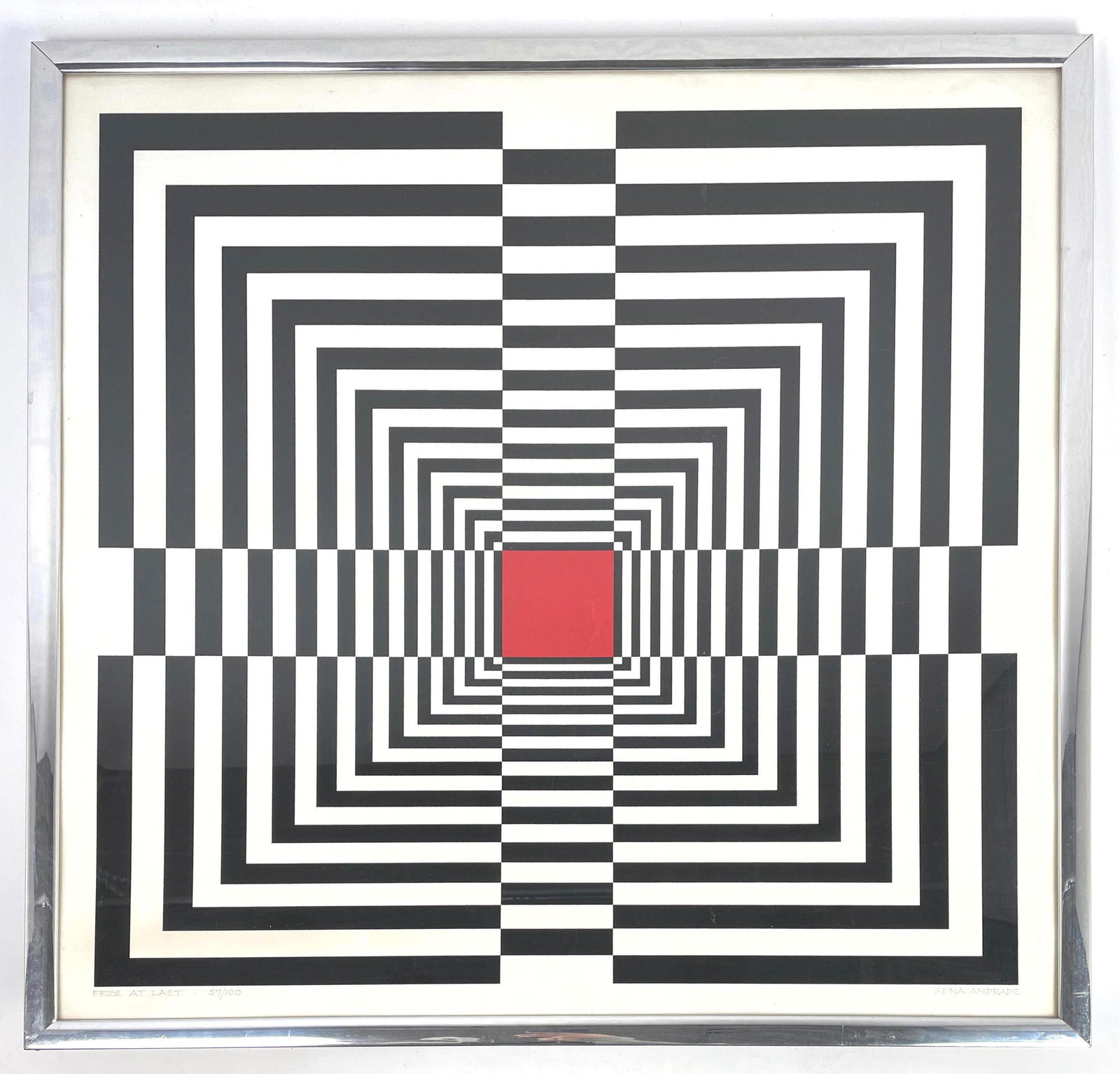 EDNA ANDRADE Graphis Op Art Print. Black Concentric Lin (1 of 7)