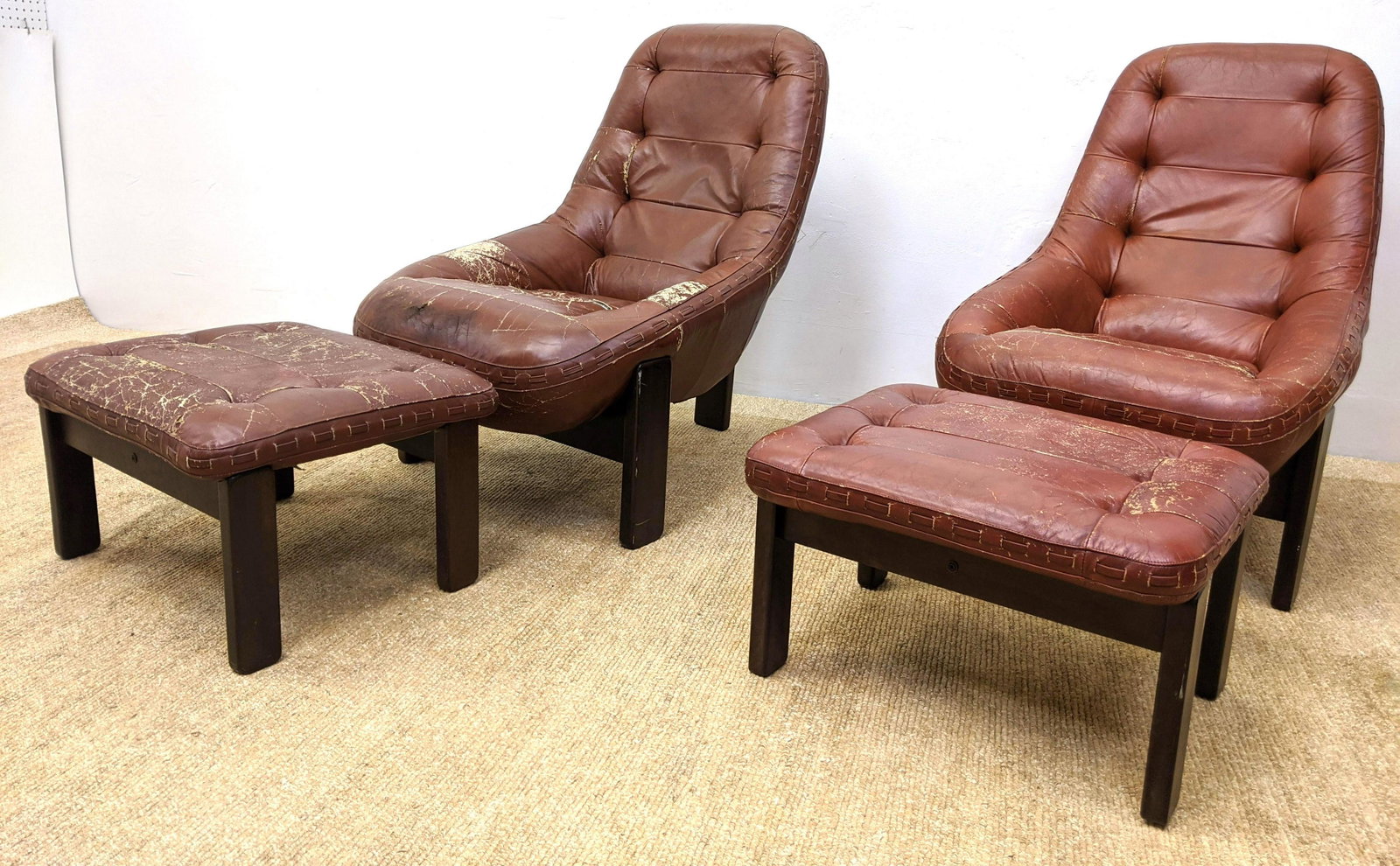 Pair PROBEL Brazilian Rosewood Lounge Chairs and Ottoma: Pair PROBEL Brazilian Rosewood Lounge Chairs and Ottoman. Built in Speakers.-- Dimensions: H: 38 inches: W: 28 inches: D: 32 inches ---