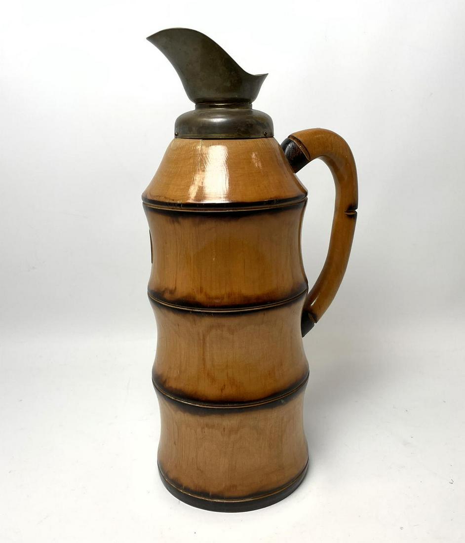 Italian Large Lined Bamboo Pitcher.  Metal Spout. (1 of 8)